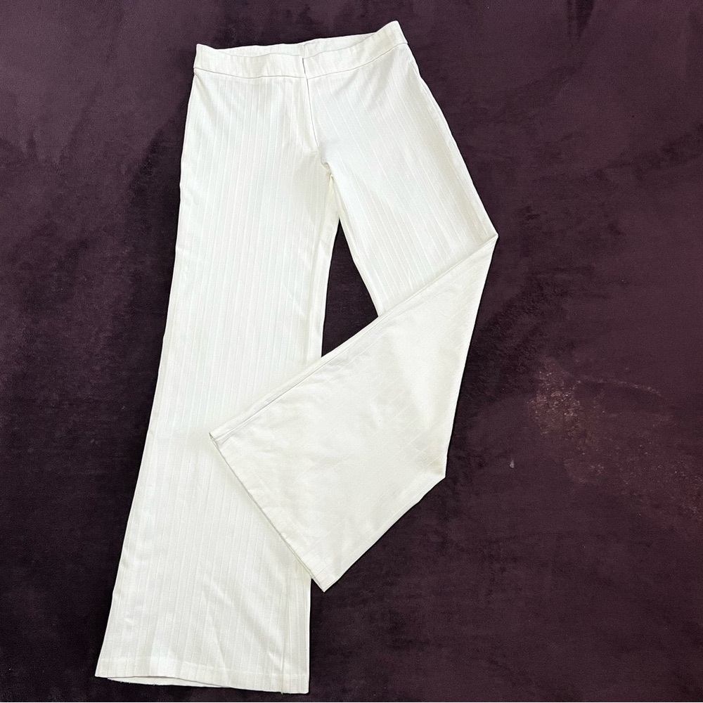 White Pin Striped Flared Pants